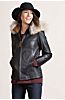 Marie Claire Lambskin Leather Jacket with Coyote Fur Trim and Detachable Hood