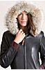 Marie Claire Lambskin Leather Jacket with Coyote Fur Trim and Detachable Hood