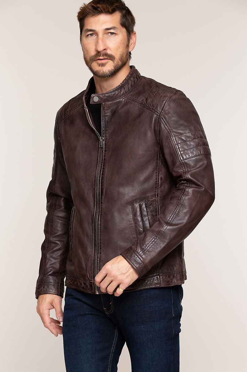 Cave Lambskin Leather Moto Jacket | Overland