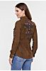 Hannah Embroidered Goatskin Suede Leather Shirt