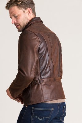 James Vintage Style Waxed Buffalo Leather Moto Jacket Overland