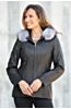 Stella Hooded Italian Lambskin Leather Jacket with Fox Fur Trim