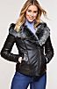 Gabrielle Hooded Lambskin Leather Jacket with Toscana Trim