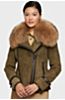 Laura Lambskin Suede Leather Jacket with Fur Trim
