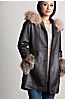 Monroe Hooded Lambskin Leather Coat with Silver Fox Fur Trim