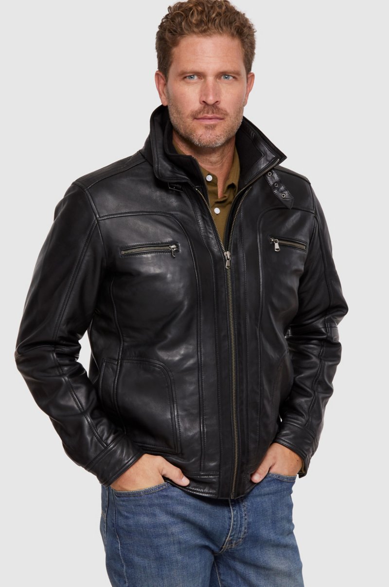 The Leather Apparel Store Mens Lambskin Bomber/Motorcycle Leather Jacket 