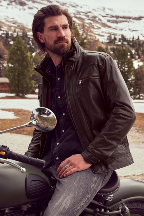 The Leather Apparel Store Mens Lambskin Bomber/Motorcycle Leather Jacket