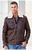 James Lambskin Leather Bomber Jacket with Removable Shearling Collar 