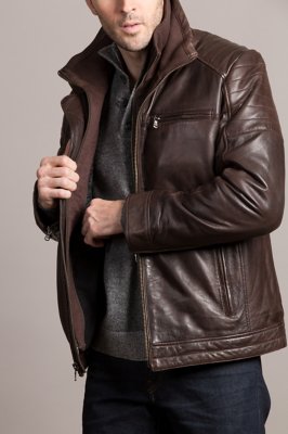 Bradley Waxed Lambskin Leather Moto Jacket Overland