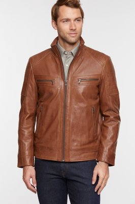 Udo Waxed Lambskin Leather Moto Jacket 