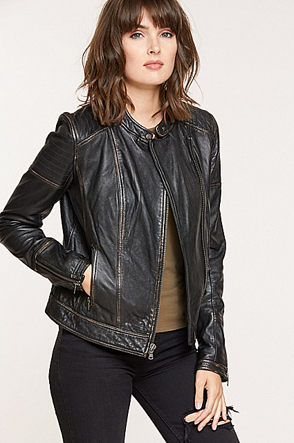 Carrie CH Hoxton Ladiess Real Leather Jacket 100% Lambskin Casual Fashion Motorcycle Biker Style 9823