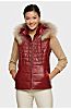 Maria Lambskin Leather Vest with Fur Trim and Detachable Hood  