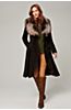 Alicia Goatskin Suede Leather Coat with Detachable Fur Collar    