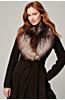 Alicia Goatskin Suede Leather Coat with Detachable Fox Fur Collar    