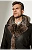 Russell Shearling-Lined Lambskin Leather Coat with Racoon Fur Trim