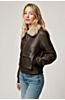 Tracy Distressed Leather A-2 Bomber Jacket with Shearling Collar