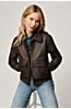Tracy Distressed Leather A-2 Bomber Jacket with Shearling Collar
