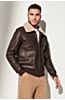 Curtis Distressed Leather A-2 Bomber Jacket with Shearling Collar