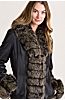 Janice Full-Length Lambskin Leather Coat with Fox Fur Trim