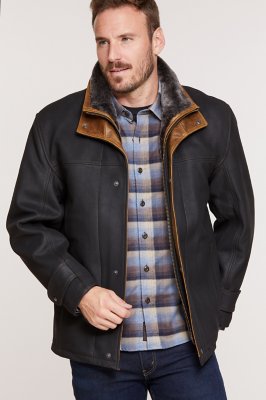 Jack Frost Leather Coat with Spanish Merino Shearling Lining Overland
