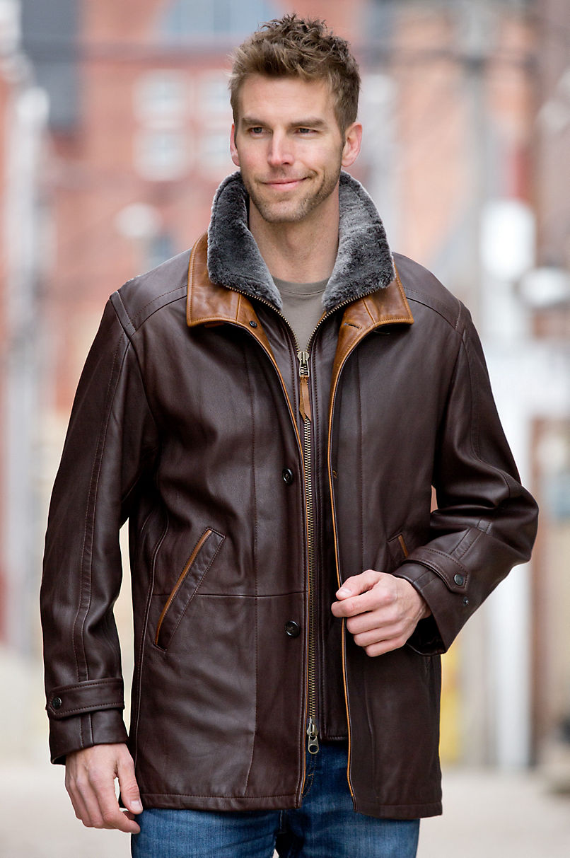 Salem Lambskin Leather Jacket with Shearling Collar | Overland