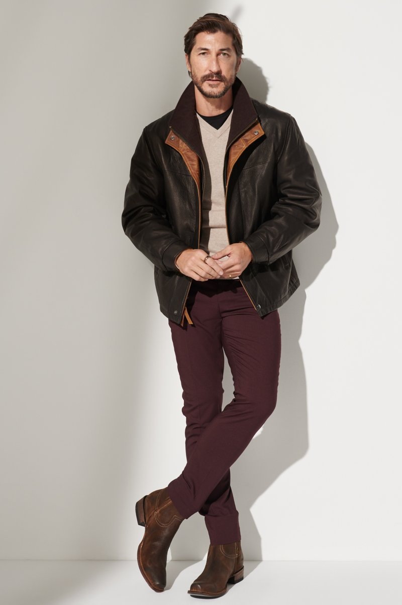 Romano Mens Classy Black Leather Jacket 