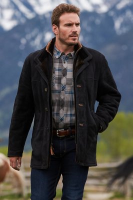 Highlands Black Spanish Merino Shearling Sheepskin Coat Overland