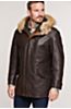 Calgary Lambskin Leather Coat with Coyote Fur Trim and Detachable Hood