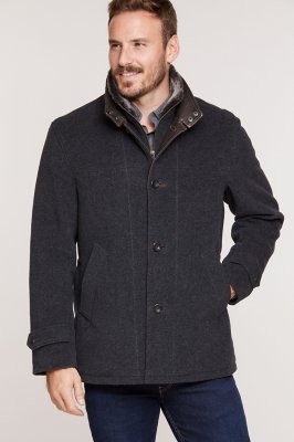 New Haven Italian Wool-Blend Jacket with Removable Shearling Collar ...
