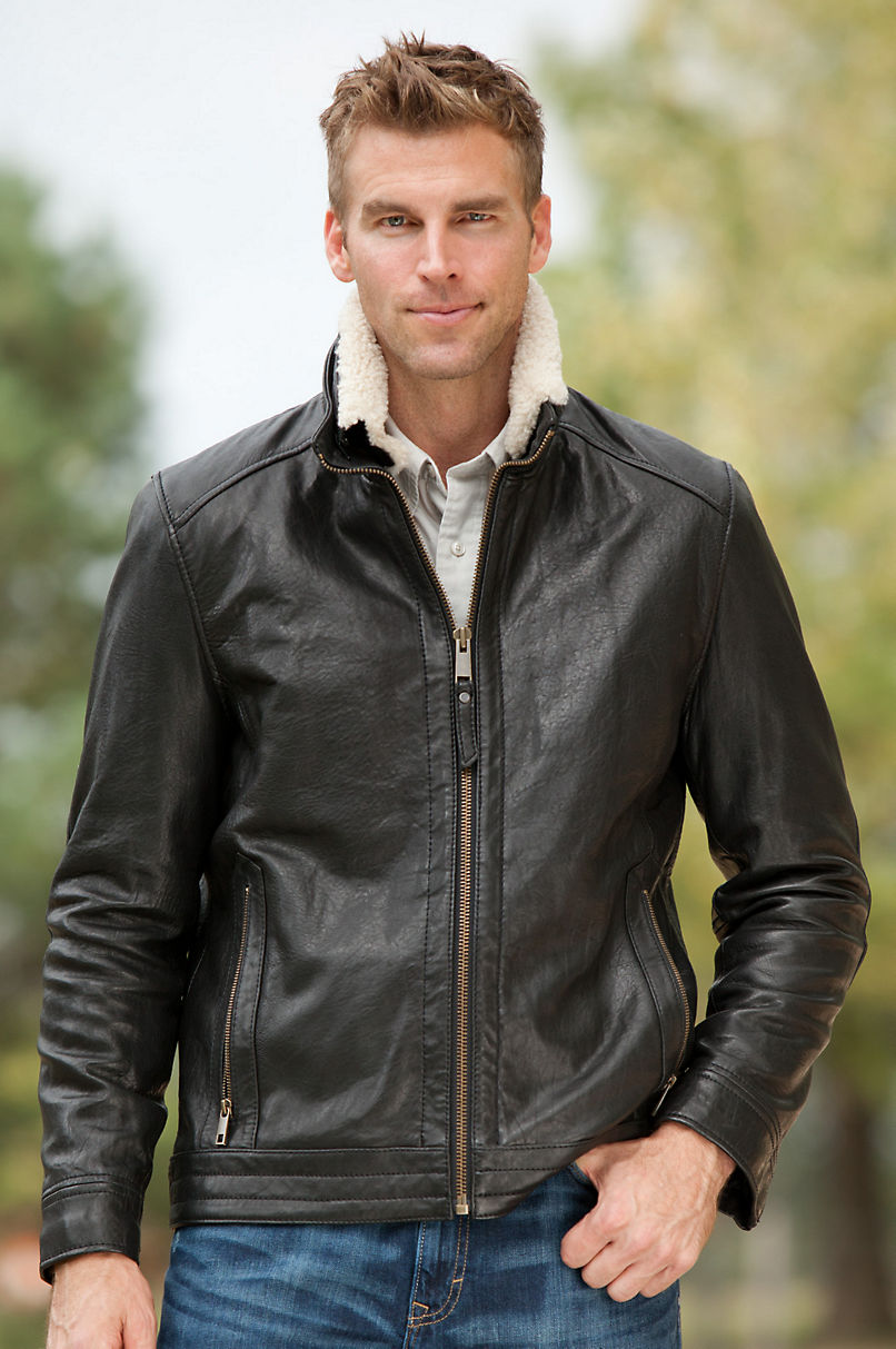 Nash Rugged Lambskin Leather Jacket with Shearling Collar | Overland