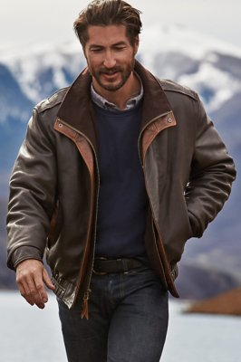 orvis leather bomber jacket