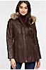 Dana African Lambskin Leather Coat with Coyote Fur Trim and Detachable Hood