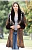 Annabelle Distressed Lambskin Leather Coat with Fox Fur Trim