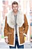 Arthur Shearling Sheepskin Coat with Coyote Fur Collar