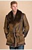 Longfellow Distressed Shearling Sheepskin Coat with Beaver Fur Collar