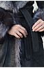Jovanna Italian Lambskin Leather Coat with Silver Fox Fur Trim