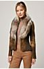 Savannah Distressed Lambskin Leather Jacket with Fox Fur Trim and Goat Hair Collar