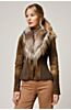 Savannah Distressed Lambskin Leather Jacket with Fox Fur Trim and Goat Hair Collar