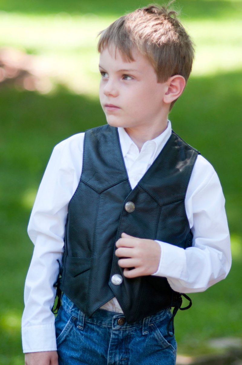 Real Leather kids vest with lace up sides 