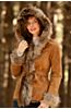 Ginger Double-Faced Goat Fur Jacket with Raccoon Fur Trim