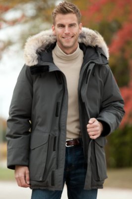 Mens Ontario Canada Goose Down Parka With Coyote Fur Trim Overland