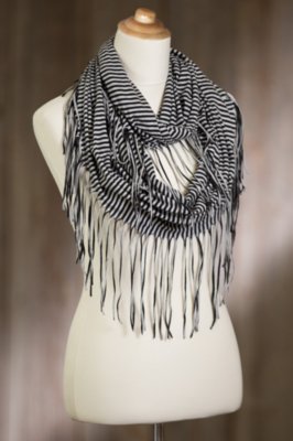 Indigenous Organic Cotton Infinity Scarf with Fringes | Overland
