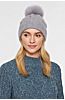 Cable-Knit Cashmere Beanie Hat with Fox Fur Pom