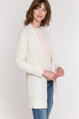 Meredith Cotton Pointelle Cardigan Sweater Overland