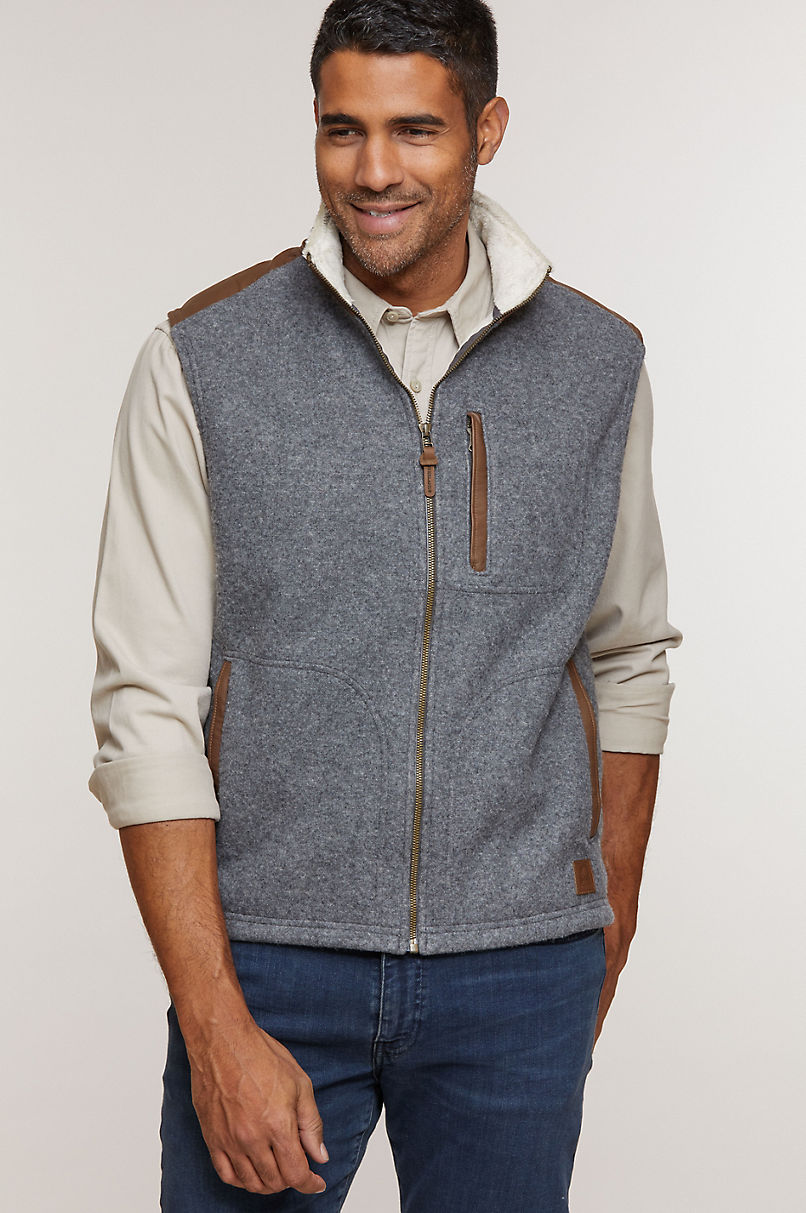 Holden Italian Wool-Blend Fleece Vest with Leather Trim | Overland