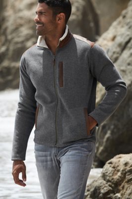 Holden Italian WoolBlend Fleece Jacket with Leather Trim Overland