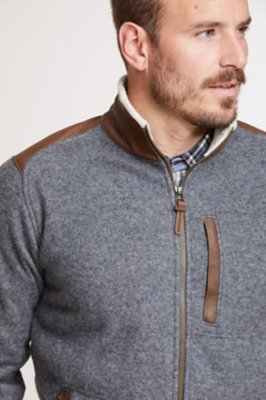 Holden Italian WoolBlend Fleece Jacket with Leather Trim Overland
