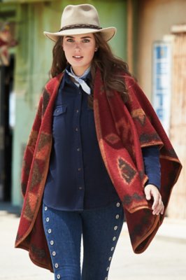 Mariana LeatherTrimmed WoolBlend Blanket Cape Overland