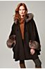 Ashby Hooded Alpaca Wool-Blend Cape with Fur Trim