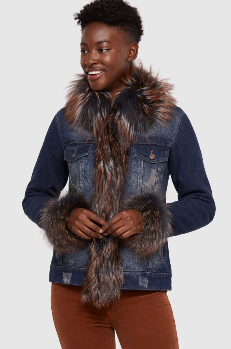 Tasha Denim Jacket with Fur Trim | Overland